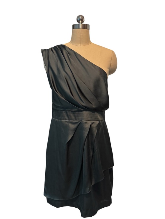 BCBGeneration Dresses & Skirts - BCBGeneration Size 10 Charcoal One Shoulder Satin Cocktail Dress